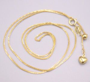 Real 18K Gul Guld Halsband Kvinnors Vete Kvinna 45cm / 18inch Gift Tunn Neckalce Smycken Hjärtkedja Justerbar