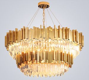 Современное золото роскошные хрустальные люстры освещения светодиодные подвески / потолочный светильник для гостиной отель Holl Hall Decor висящая лампа