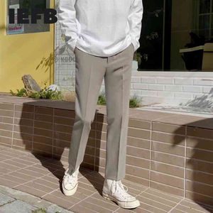 IEFB Ankle Length Suit Pants For Men Spring Summer Causal Loose Straight Trousers Basic Solid Color Bottoms 9Y5916 210524