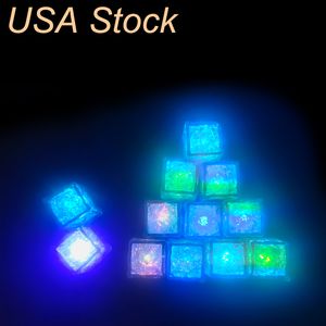 Wholesale multi color lights resale online - LED Ice Cube Multi Color Changing Flash Night Lights Liquid Sensor Water Submersible For Christmas Wedding Club Party Decoration Light lamp usa stock USALIGHT