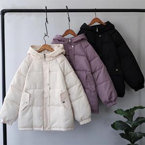 Piumino da donna Parka da donna Cappotto a bolle Autunno Giacca invernale Spessa nera 2021 Manica lunga Piumino oversize viola con cappuccio -40