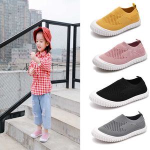 Breathable Kid Running Sneakers Unisex Casual Shoes Students Boys And Girls Knitted Sports Shoes Children Leisure Shoes 1 2 3-9T G1025