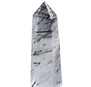 Natural Rare Black Tourmaline Crystal Point Colonna esagonale Ornamento minerale Riparazione magica Bacchetta curativa Decorazione domestica