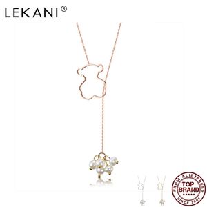 LEKANI Pendant Necklaces For Women Cute Bear Shell Pearl Design Girl Copper Necklace Anniversary Gifts Fine Jewelry 210701