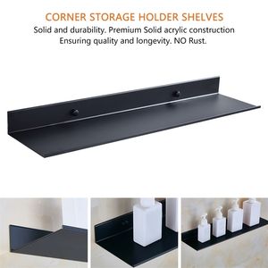Bathroom Shelves Space Aluminum Black Kitchen Wall Shelf Shower Storage Holder Rack Firm Accessories 30-50cm Lenght 211112