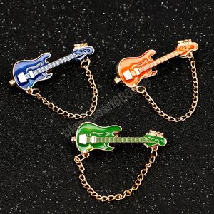 Guitarra música broche cadeia lapela terno casaco corsage broches para mulheres e homens acessórios de roupas terno pino