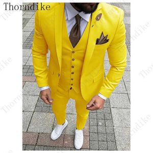 Novo Clássico Mens Suit Noivo Terno Slim Fit Masculino Ternos De Noite Para Homens Shawl Lapel Noivo TuxeDos Amarelo Roxo Wedding Wear X0909