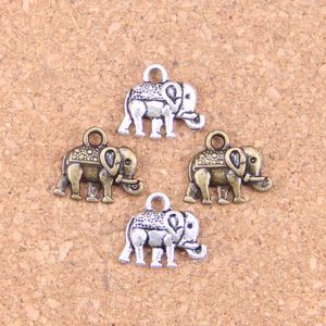 120 pcs Antique Prata Bronze Banhado Dupla Face Elefante Encantos Pingente DIY Colar Pulseira Bangle Achados 13 * 12mm