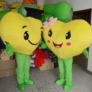 Хэллоуин желтый сердечный костюм талисмана высокого качества настроить мультфильм аниме тема характера карнавал карнавал день рождения вечеринка причудливый наряд