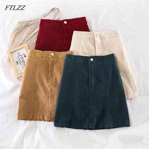 Women Mini Skirt Autumn Summer High Waist Casual A-line Females Fashion Solid Short s 210430