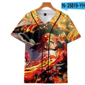 メンズ野球ジャージー3D TシャツプリントボタンシャツユニセックスサマーカジュアルアンダーハイトヒップホップTシャツ10代039