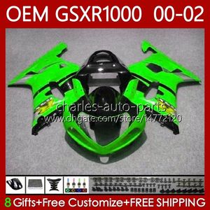 OEM SUZUKI K2 GSX R1000 GSXR 1000 Hafif Yeşil CC 2001 2002 2002 Vücut 62NO.102 GSXR1000 GSX-R1000 01-02 1000CC GSXR-1000 00 01 02 Enjeksiyon Kalıp Fairing Kiti