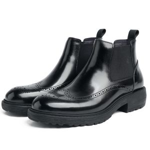 الأزياء الأسود / العميق البني منصة رجل اللباس الأحذية جلد طبيعي الأحذية الذكور الكاحل الأحذية