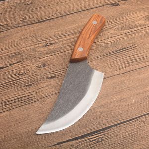 New China Hand Made Chef Knife High Carbon Steel Satin Blade Full Tang Wood Handle Fixed Blades Straight Knives