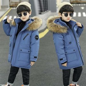 -30 graus de meninos roupas parka casaco para inverno roupas grossas acolchoado jaquetas de algodão acolchoado crianças outwear crianças snowsuit 211203