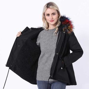 Fur Kvinnors Medium Long Oversized Collar Loose Fashion Tickened Winter Coat 211207