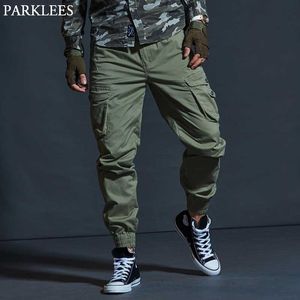 Men's Outdoor Cotton Cargo Jogger Pants Casual Military Army Combat Work Ski Hiking Pants with Multi Pockets Pantalon Homme 38 210522