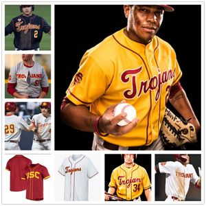 Бейсбол в колледже носит USC Trojans Baseball Bearted Jersey 39 Isaac Esqueda Kyle Hurt Blake Sabol 15 Chase Bushor CJ Stubbs Connor Lunn Любой номер имени