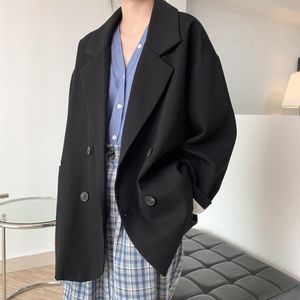 Ternos femininos Blazers vintage Blazer de tamanho grande Casaco casual de manga comprida jaqueta casaco feminino moda preta escritório topies