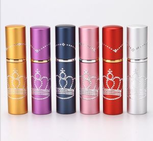 10ml Mini Portable Rhinestone Crown Perfume Bottle Tom Parfum Container med Spray