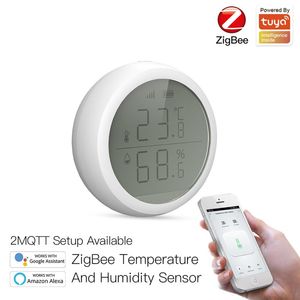 Tuya Zigbee الذكية درجة الحرارة والرطوبة الاستشعار LCD بطارية تعمل بالطاقة مع تطبيق Smart Life Alexa Google Home A56