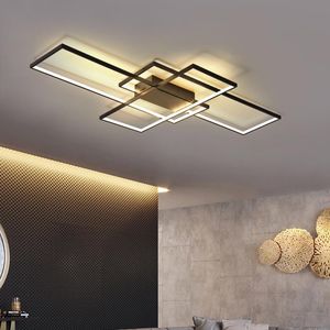 Luzes de teto Neo Gleam Retângulo Alumínio moderno LED para sala de estar quarto AC85-265V Luminária branca / preta