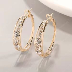 Stor cirkel Golden Hoop Örhängen Geometrisk Kristall Örhängen för Kvinnor Kvinna Retro Drop Earring 2021 Trend Mode Smycken