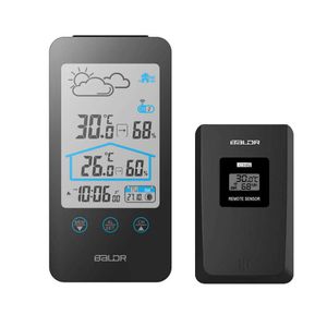 Drahtloses Touchscreen-Thermometer, Hygrometer, Wetterstation für drinnen und draußen, Wettervorhersage + Mondphase und Kalenderfunktion 210719