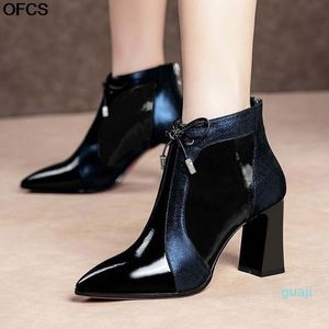 Fashion Shoes Women Boots Leather Ankle Pointed High Heel Sexy