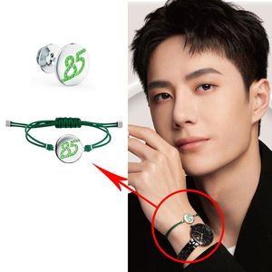 Yibo mesmo estilo sorte número 85 pulseira redonda marca verde broche temperamento animado cadeias de vitalidade juvenil