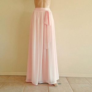 Skirts Blush Pink Bridesmaid Skirt Plus Size Navy Blue Maxi Long Evening Chiffon Floor Length A Line Female Custom Made