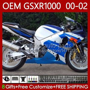 Suzuki GSXR için OEM Vücut Kiti 1000 CC GSXR-1000 01-02 Kaporta 62no.166 GSXR1000 K2 1000CC 2001 2002 2002 GSX-R1000 GSX R1000 00 01 02 Enjeksiyon Kalıp Kurayları Fabrika Mavi