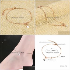 Fußkettchen Schmuck Fate Love Marke Modestil Mädchen Frauen für Dame Weibliche Strand Knöchelkette Armband in Roségold Farbe Drop Lieferung 2021 H