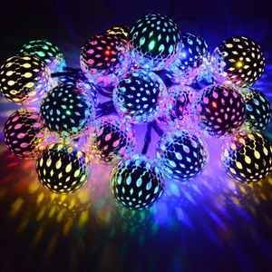 Фонарь Глобус оптовых-Строки DCOO Solar String Lights Moroccan Ball FT LED Globe Fairy Powered Orb Фонарь Рождественское освещение для открытого сада