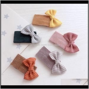 Aessories Bebek, Maternitykorean Japonya Kumaş Ekose Yay Düğüm Sevimli Kare Çocuklar Çocuk Kız Bb Tokalar Saç Klipleri Kafa Giyim Aessories-SWC