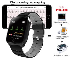 Uomo Donna Elettrocardiogramma Smart Watch ECG PPG Fitness Bracciale Pressione sanguigna Frequenza cardiaca Monitoraggio del sonno Orologio sportivo Salute Orologio da polso per orologi Android IOS