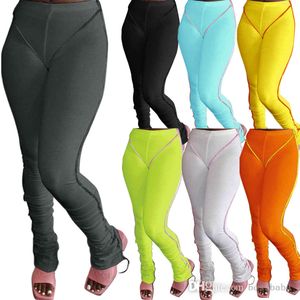 Women Autumn And Winter Leggings Sexy New Reverse Wear Candy Color stacks pant Hip Lifting High Waist Slim Fit Micro Pull Trousers