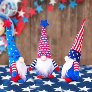 Party-Dekoration, Unabhängigkeitstag, patriotischer Plüsch-Zwerg-Puppe, amerikanischer gestreifter Stern-Druck, Hut, Zwerg-Tomte, stehendes Geschenk