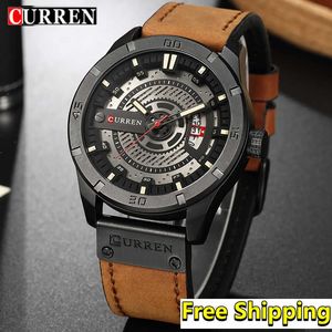 Curren Watches Men Fashion Quartz Male Clock Man Luxury Brand Waterproof Sport Leather Watch Men Relogio Masculino 210527