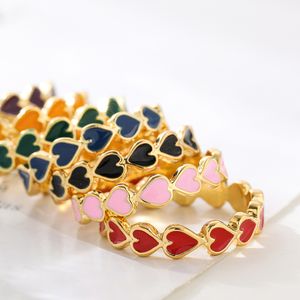 Vintage Mehrfarbige Liebe Herz Ringe Mode Geometrische Gold Metall Tropft Öl Kleine Ringe für frau Party Schmuck Geschenke