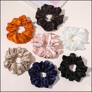 Pony Tails Jewelry Jewelryoversized Scrunchies Women Satin Scrunchie Bight Color Elastic Hair Bands Girl Headwear Donut Grip Loop Big Ponta