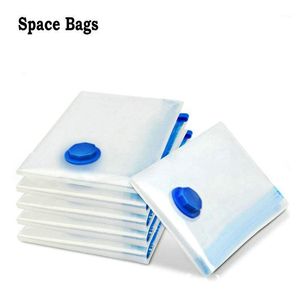 Storage Bags Vacuum Space Saver Transparent Seal Travel Compressing Organizer With Valve For Clothes Quilt Blankets Pillows