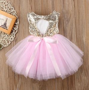 1-5 års pageant barn baby flicka prinsessa klänning tutu tulle tillbaka ihålig ut fest klänning rosa boll klänning klänningar q0716