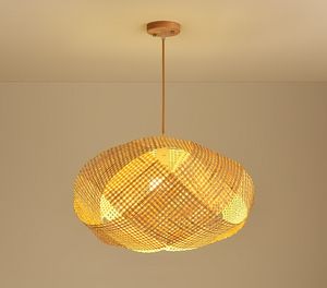 Bamboo Wicker Rattan Cloud Shade Pendant Lamp Light Fixture Japansk Tatami Hängande tak