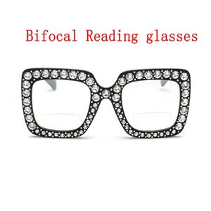 Anty Blue Light Bifocals Reading Okulary Lupa dla kobiet Mężczyźni Spójrz w pobliżu Daleki Presbyopic Glasses Panie Diament Rama NX