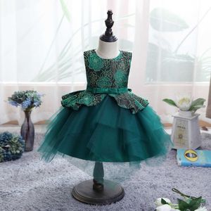 Suknia Ball Księżniczka Dress Dla Dzieci Baby Girls Floral Koronki Party Dress Odzież Dla Dziewczyn Eleganckie Splitty Mesh Wairy Dresses Q0716