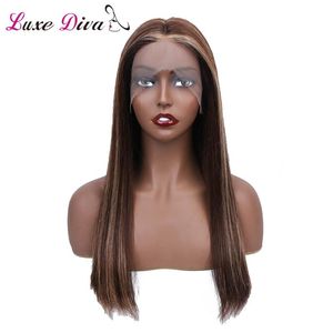 Omber Color Millle Part Lace Wig x1x6 Long Straight P4 Remy Headband Braziian Human Hair Wigs Black Women