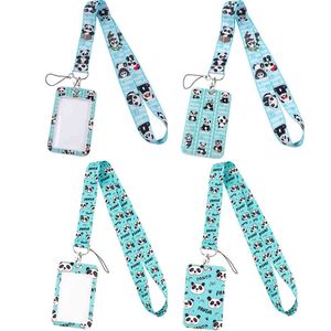 20st / parti J2812 Tecknad Panda Print Lanyard för nackrem Lantering Kort ID Badgehållare DIY Hang rep nyckelring