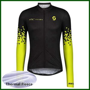 Pro Team Scott Jazda na rowerze Jersey Męskie Zima Thermal Polece Z Długim Rękawem Rower górski Koszula Road Rower Topy Cieplejsze Wyścigi Odzież Outdoor Sportswear Y21050624 \ t