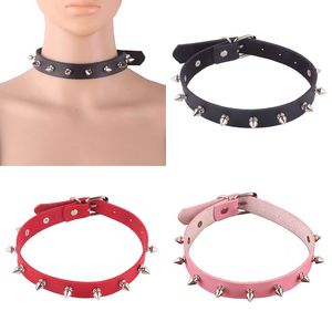 Sexy collare girocollo punk a spillo rosa gotico con punte Rivetti donna uomo Collana girocollo con borchie gioielli gotici